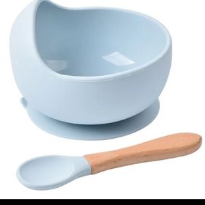 Silicone bowl with spoon (blue)